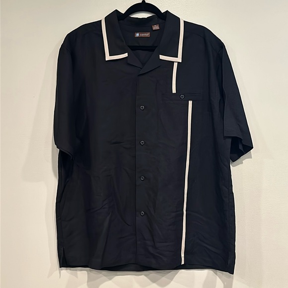 Men’s centro black shirt , cream detail. XL - Picture 1 of 4